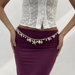 Waist Chain Pearl Starfish Shell Body Chain Seashell Ocean Beachy Vacation Beach